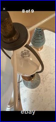 Matching Mid-Century Modern Vintage Gold/Turquoise Table Lamps RARE Stunning