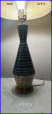 Matching Mid-Century Modern Vintage Gold/Turquoise Table Lamps RARE Stunning