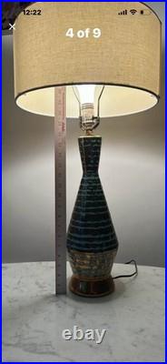 Matching Mid-Century Modern Vintage Gold/Turquoise Table Lamps RARE Stunning