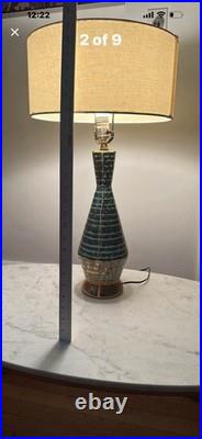 Matching Mid-Century Modern Vintage Gold/Turquoise Table Lamps RARE Stunning