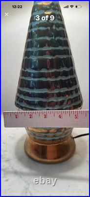 Matching Mid-Century Modern Vintage Gold/Turquoise Table Lamps RARE Stunning