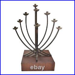 Maxwell Chayat Mid Century Modern Brutalist Judaica Menorah Signed Rare Maxwell Chayat Mid Century Modern Brutalist Judaica Menorah Signed Rare