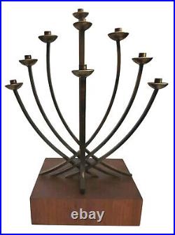 Maxwell Chayat Mid Century Modern Brutalist Judaica Menorah Signed Rare Maxwell Chayat Mid Century Modern Brutalist Judaica Menorah Signed Rare