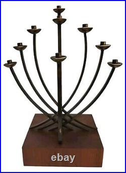 Maxwell Chayat Mid Century Modern Brutalist Judaica Menorah Signed Rare Maxwell Chayat Mid Century Modern Brutalist Judaica Menorah Signed Rare
