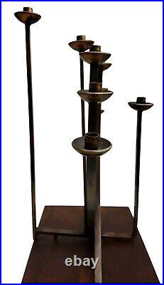 Maxwell Chayat Mid Century Modern Brutalist Judaica Menorah Signed Rare Maxwell Chayat Mid Century Modern Brutalist Judaica Menorah Signed Rare