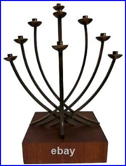 Maxwell Chayat Mid Century Modern Brutalist Judaica Menorah Signed Rare Maxwell Chayat Mid Century Modern Brutalist Judaica Menorah Signed Rare