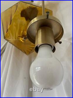 Mcm 4 atomic mid century modern lamp globes rare geometric with 6 brass pendants