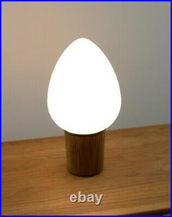 Mid Century 1960 RARE Laurel Egg Glass Shade Metal Veneer Base Table Lamp