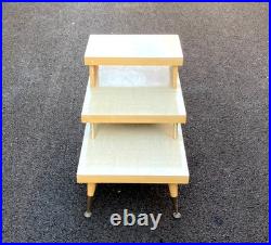 Mid-Century Atomic 3-Tier Wood & Laminate End Side Accent Table MCM Rare