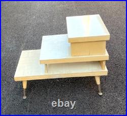 Mid-Century Atomic 3-Tier Wood & Laminate End Side Accent Table MCM Rare