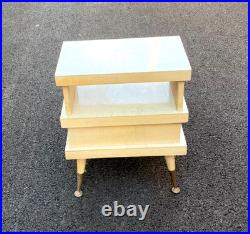 Mid-Century Atomic 3-Tier Wood & Laminate End Side Accent Table MCM Rare