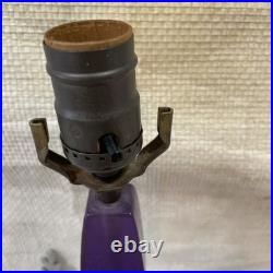 Mid Century Brutalist Modern Table Lamp Amethyst & Hammered Metal RARE