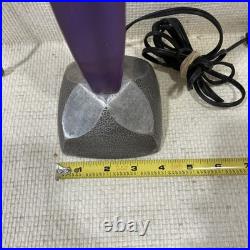 Mid Century Brutalist Modern Table Lamp Amethyst & Hammered Metal RARE