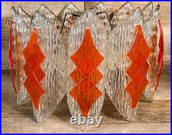 Mid Century German Acrylic Space Age Atomic Light Pendant Clear Orange