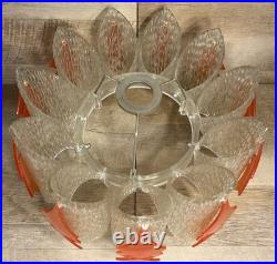 Mid Century German Acrylic Space Age Atomic Light Pendant Clear Orange