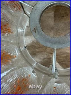 Mid Century German Acrylic Space Age Atomic Light Pendant Clear Orange