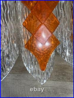 Mid Century German Acrylic Space Age Atomic Light Pendant Clear Orange