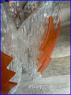 Mid Century German Acrylic Space Age Atomic Light Pendant Clear Orange