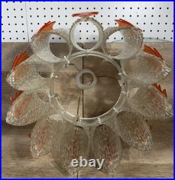 Mid Century German Acrylic Space Age Atomic Light Pendant Clear Orange