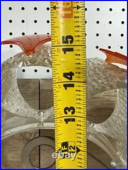 Mid Century German Acrylic Space Age Atomic Light Pendant Clear Orange