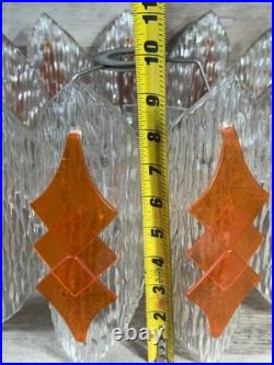 Mid Century German Acrylic Space Age Atomic Light Pendant Clear Orange
