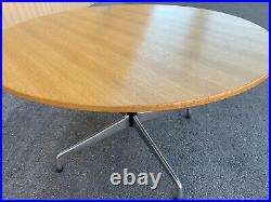 Mid Century Herman Miller Rare Oak 48 Eames Round Dining Table Authentic