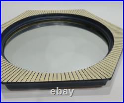 Mid-Century Hexagonal Art Pottery Decorative Wall Mirror Rare MCM Wall Mirror