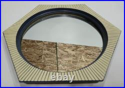 Mid-Century Hexagonal Art Pottery Decorative Wall Mirror Rare MCM Wall Mirror