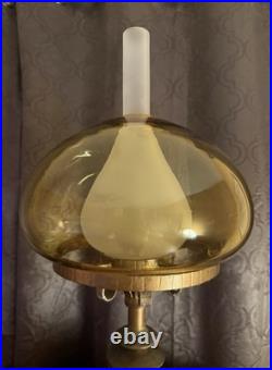 Mid Century Hollywood Regency 1960 TABLE Lamp Amber Glass Shade MCM RARE