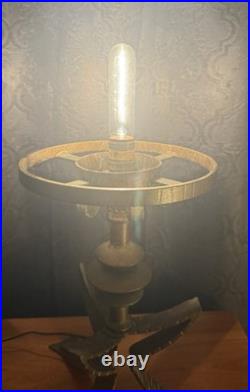 Mid Century Hollywood Regency 1960 TABLE Lamp Amber Glass Shade MCM RARE