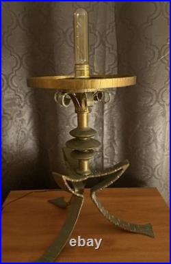 Mid Century Hollywood Regency 1960 TABLE Lamp Amber Glass Shade MCM RARE