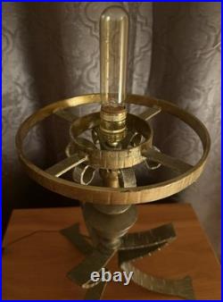 Mid Century Hollywood Regency 1960 TABLE Lamp Amber Glass Shade MCM RARE