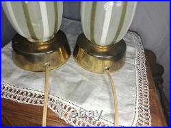 Mid Century Italian Murano Blown Glass Table Lamps Beautiful Rare Pair