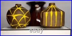 Mid Century Japan Made 3x3.5 Bud Vases! Gorgeous Glaze Design & Rare Together