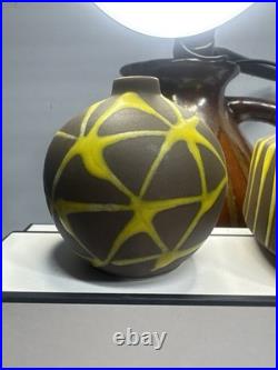 Mid Century Japan Made 3x3.5 Bud Vases! Gorgeous Glaze Design & Rare Together