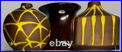Mid Century Japan Made 3x3.5 Bud Vases! Gorgeous Glaze Design & Rare Together