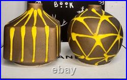 Mid Century Japan Made 3x3.5 Bud Vases! Gorgeous Glaze Design & Rare Together