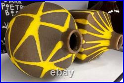 Mid Century Japan Made 3x3.5 Bud Vases! Gorgeous Glaze Design & Rare Together