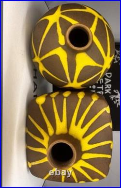 Mid Century Japan Made 3x3.5 Bud Vases! Gorgeous Glaze Design & Rare Together