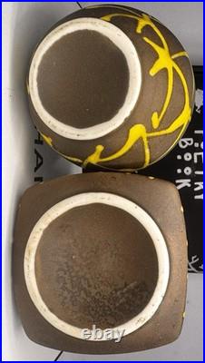 Mid Century Japan Made 3x3.5 Bud Vases! Gorgeous Glaze Design & Rare Together