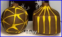 Mid Century Japan Made 3x3.5 Bud Vases! Gorgeous Glaze Design & Rare Together