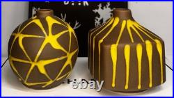 Mid Century Japan Made 3x3.5 Bud Vases! Gorgeous Glaze Design & Rare Together