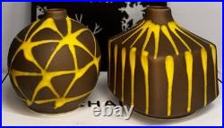 Mid Century Japan Made 3x3.5 Bud Vases! Gorgeous Glaze Design & Rare Together