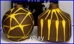 Mid Century Japan Made 3x3.5 Bud Vases! Gorgeous Glaze Design & Rare Together