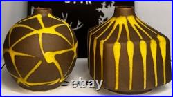 Mid Century Japan Made 3x3.5 Bud Vases! Gorgeous Glaze Design & Rare Together
