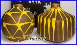 Mid Century Japan Made 3x3.5 Bud Vases! Gorgeous Glaze Design & Rare Together