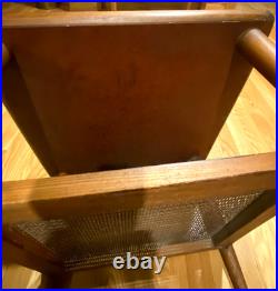 Mid Century Modern 1966 LANE Walnut End Table, rare WOVEN CANE ShelfMCM