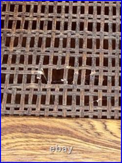 Mid Century Modern 1966 LANE Walnut End Table, rare WOVEN CANE ShelfMCM