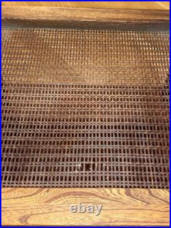 Mid Century Modern 1966 LANE Walnut End Table, rare WOVEN CANE Shelf