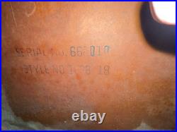 Mid Century Modern 1966 LANE Walnut End Table, rare WOVEN CANE Shelf